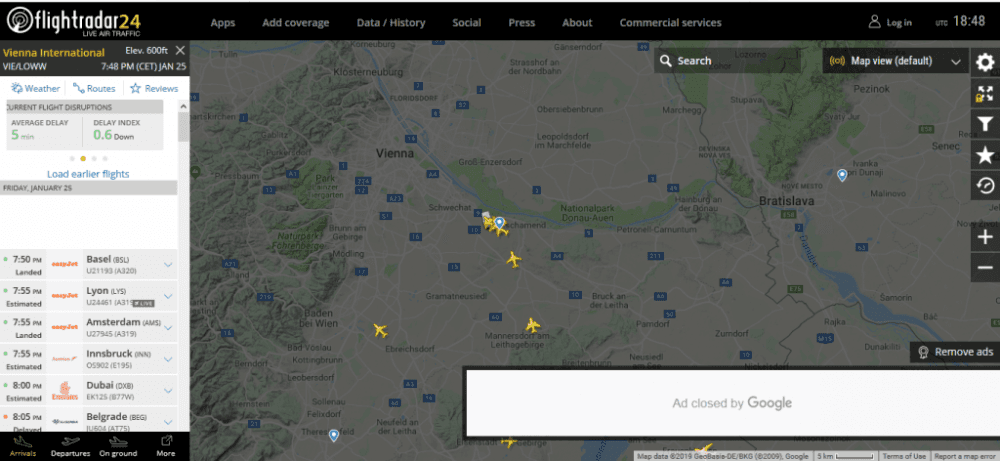 přílety letiště Vídeň 