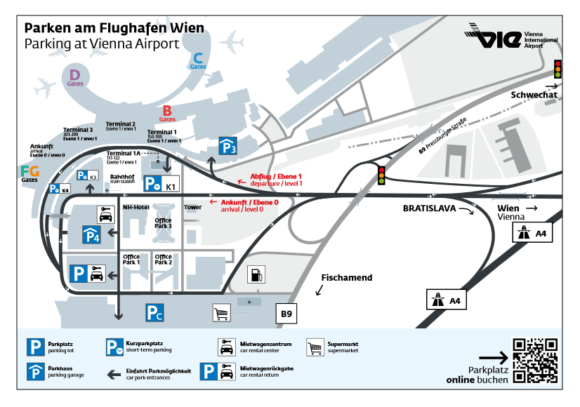 parkování na letišti Vídeň