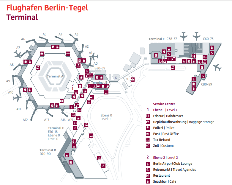 Plánek letiště Berlín Tegel (www.berlin-airport.de)
