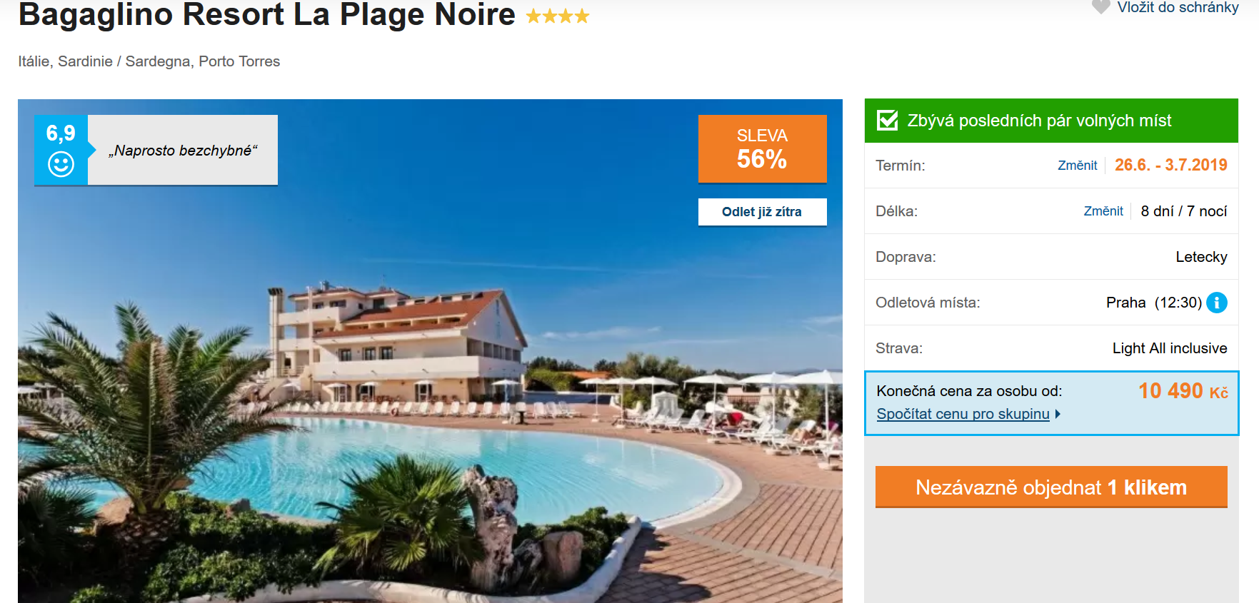 Zájezd Sardinie (hotel Bagaglino Resort La Plage Noire)