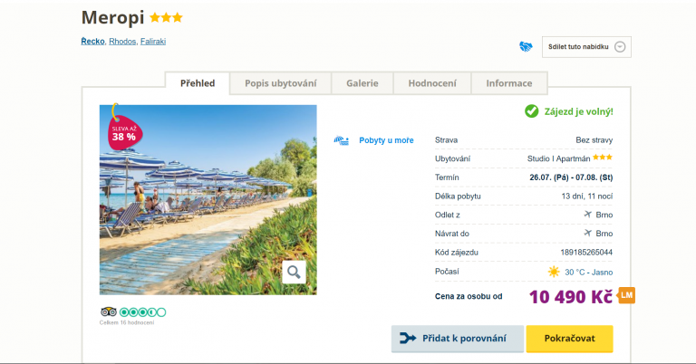 Zájezd na Rhodos (hotel Meropi)