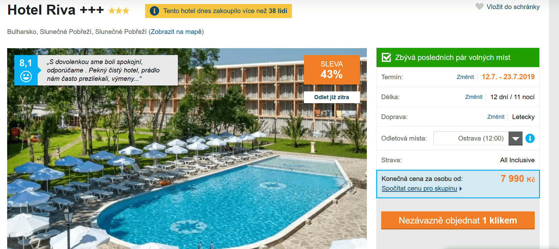 Zájezd Bulharsko (hotel Riva)