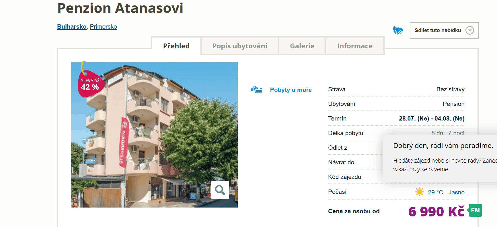 Zájezd Bulharsko (penzion Atanasovi)