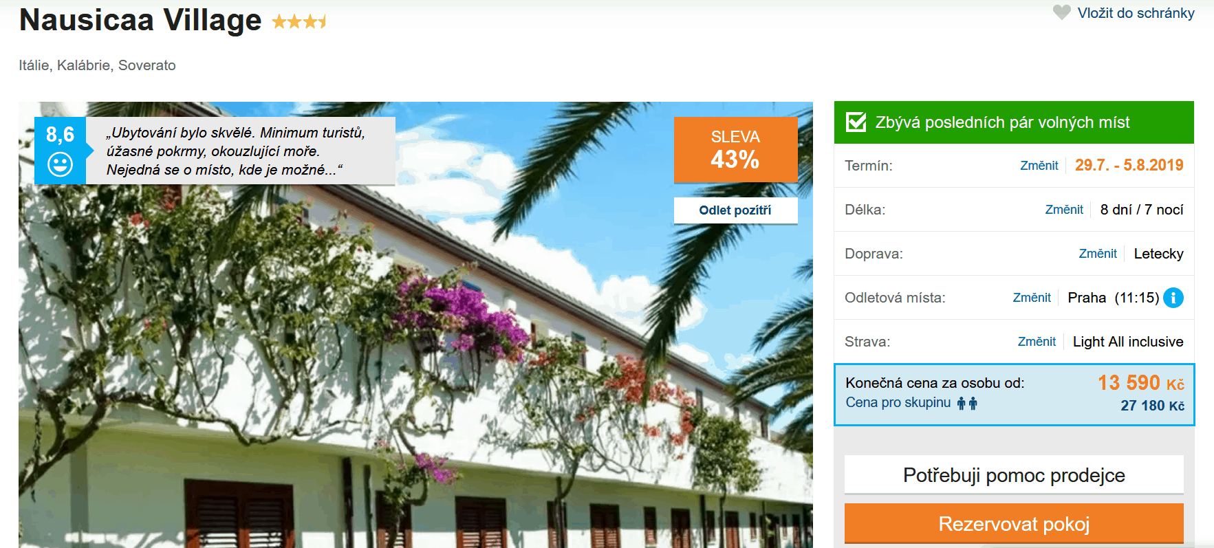 Zájezd Itálie (hotel Nausicaa Village)