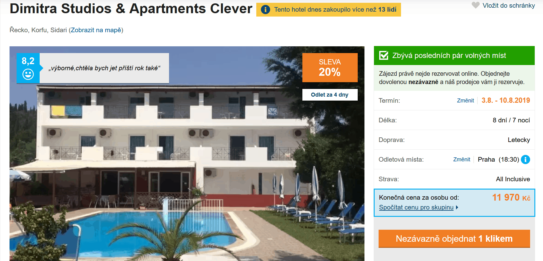 Zájezd Korfu (hotel Dimitra Studios)