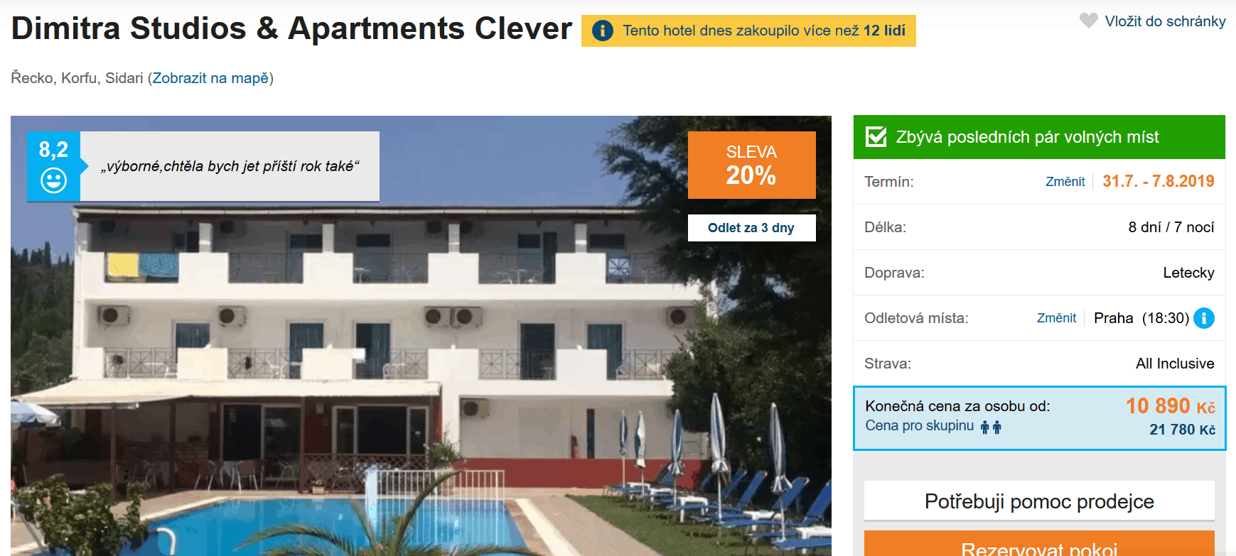 Zájezd Korfu (hotel Dimitra Studios)