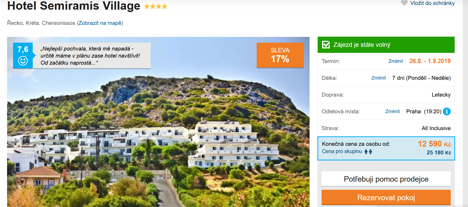 Zájezd Kréta (hotel Semiramis Village)