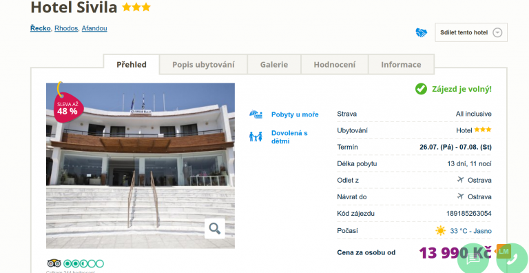 Zájezd Rhodos (hotel Sivila)