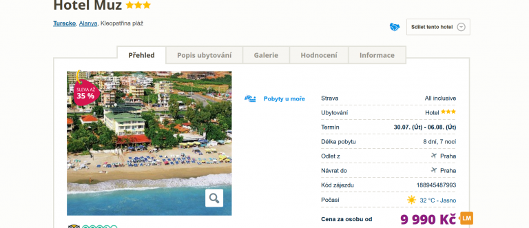 Zájezd Turecko (hotel Muz)