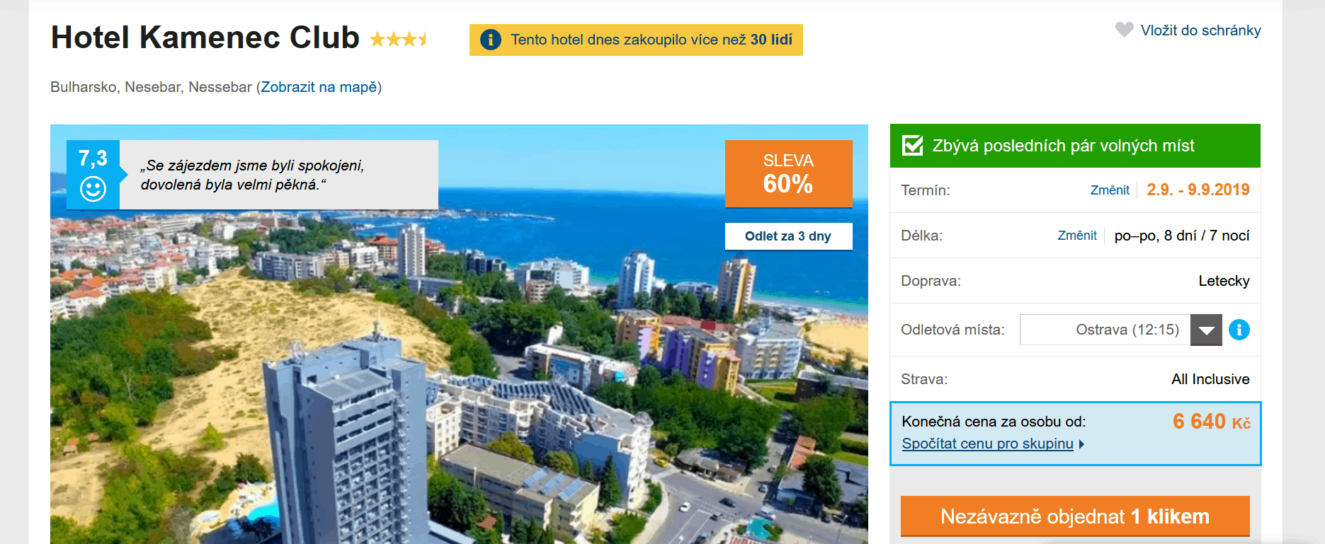 Zájezd Bulharsko (hotel Kamenec)