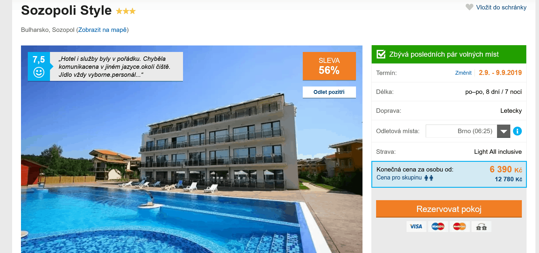 Zájezd Bulharsko (hotel Sozopoli Style)