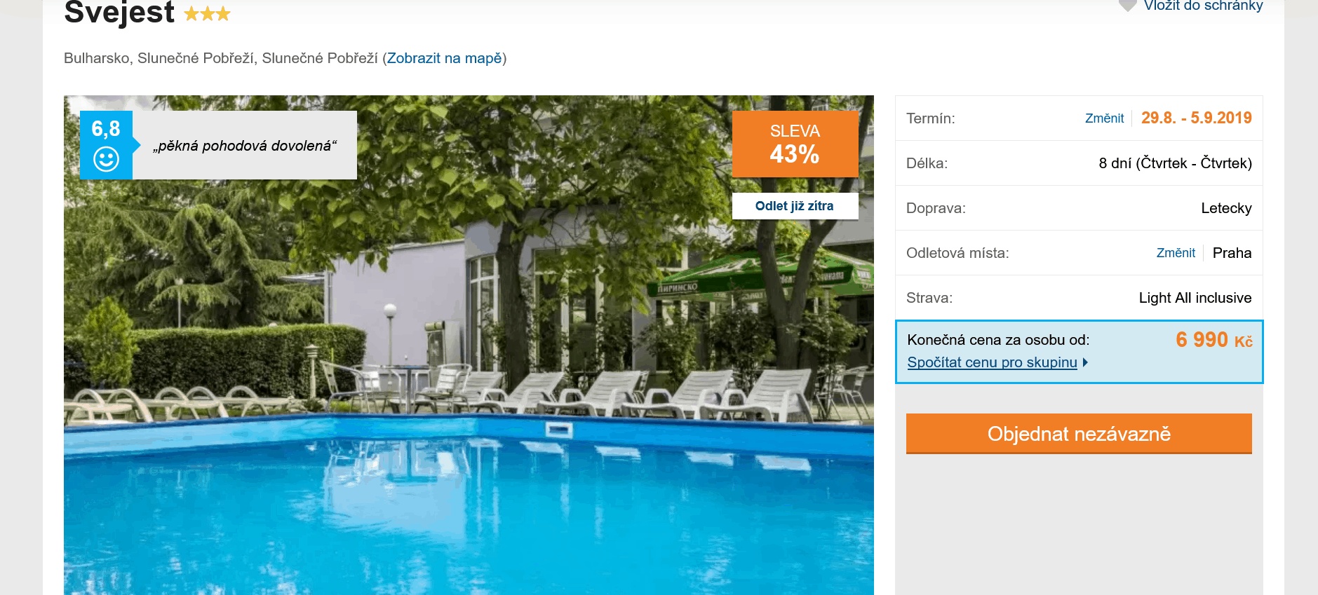 Zájezd Bulharsko (hotel Svejest)