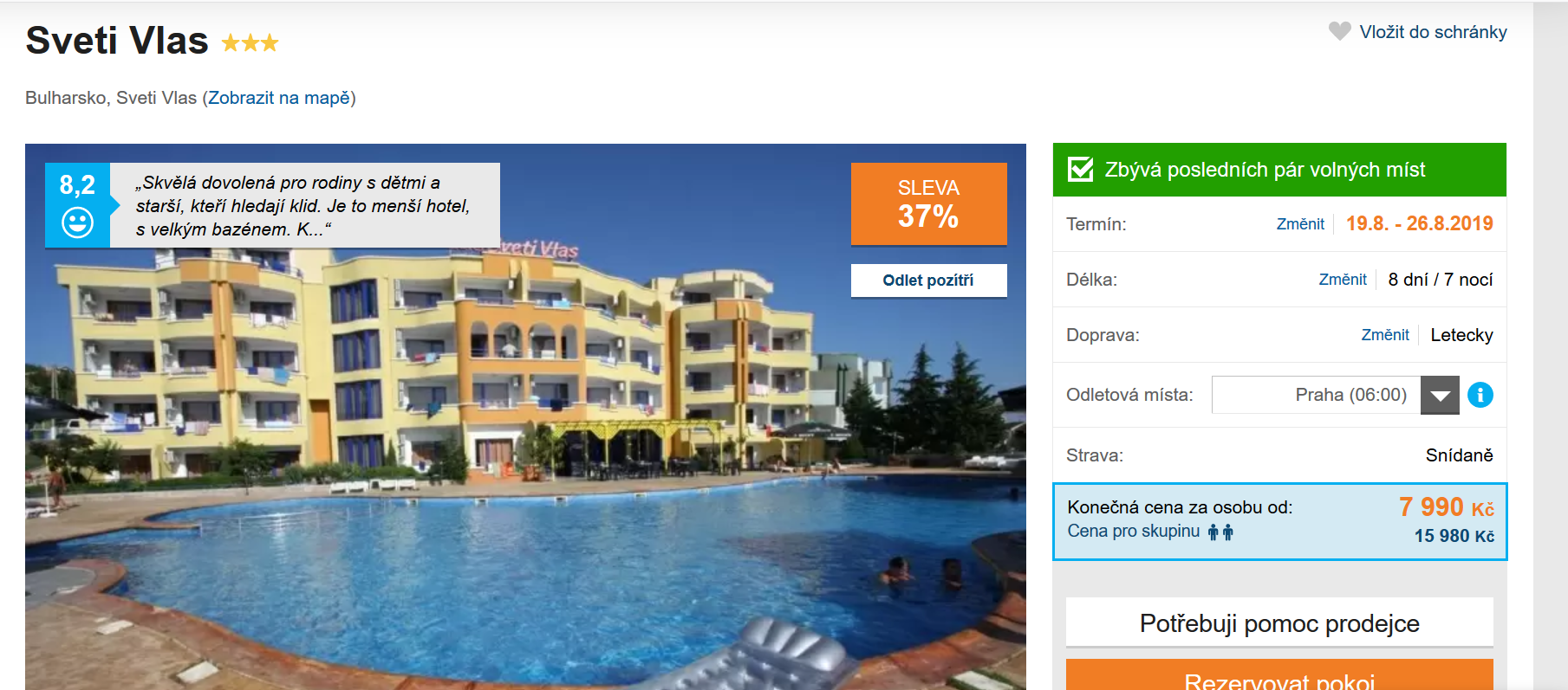 Zájezd Bulharsko (hotel Sveti Vlas)