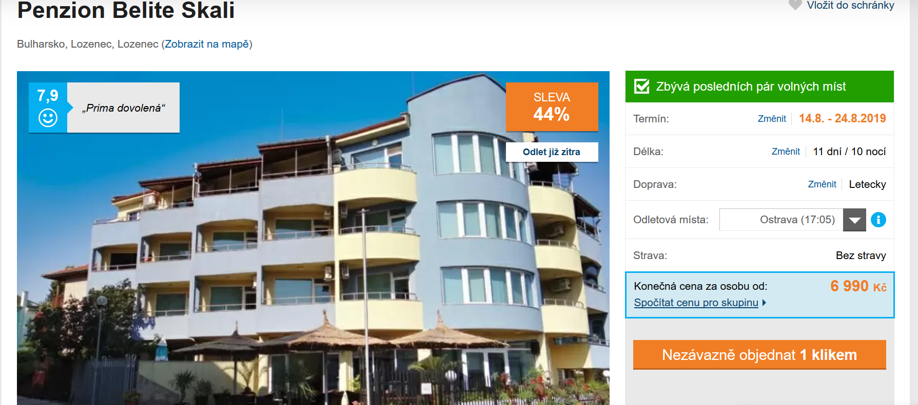 Zájezd Bulharsko (penzion Belite Skali)