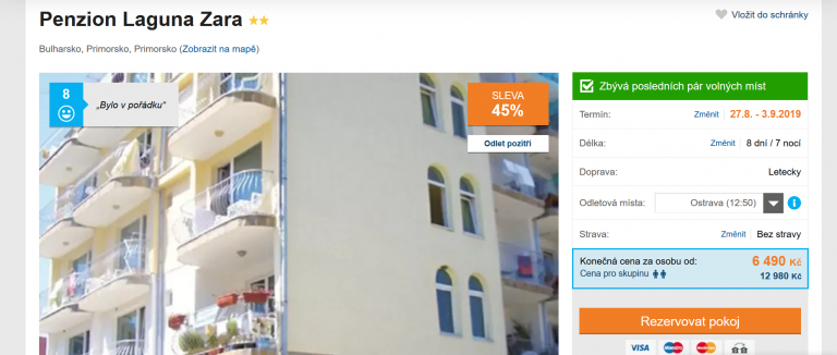 Zájezd Bulharsko (penzion Laguna Zara)