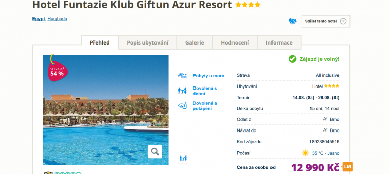 Zájezd Egypt (hotel Funtazie Klub Giftun Azur)