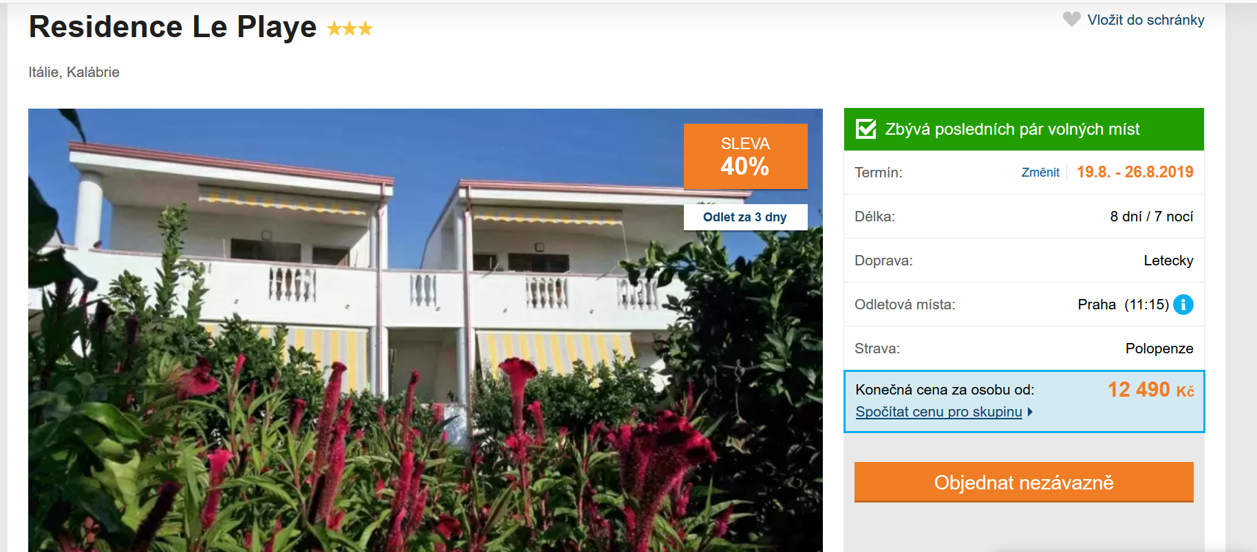 Zájezd Itálie (hotel Le Playe)