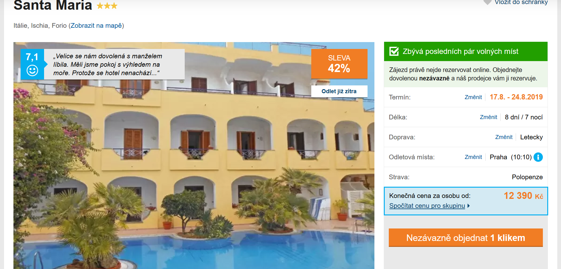 Zájezd Itálie (hotel Santa Maria)