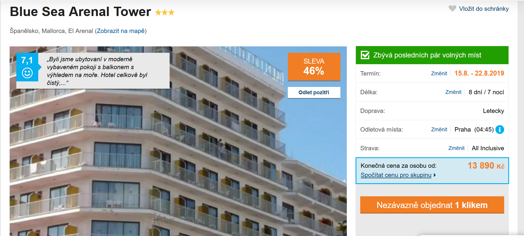 Zájezd Mallorca (hotel Blue Sea Arenal Tower)