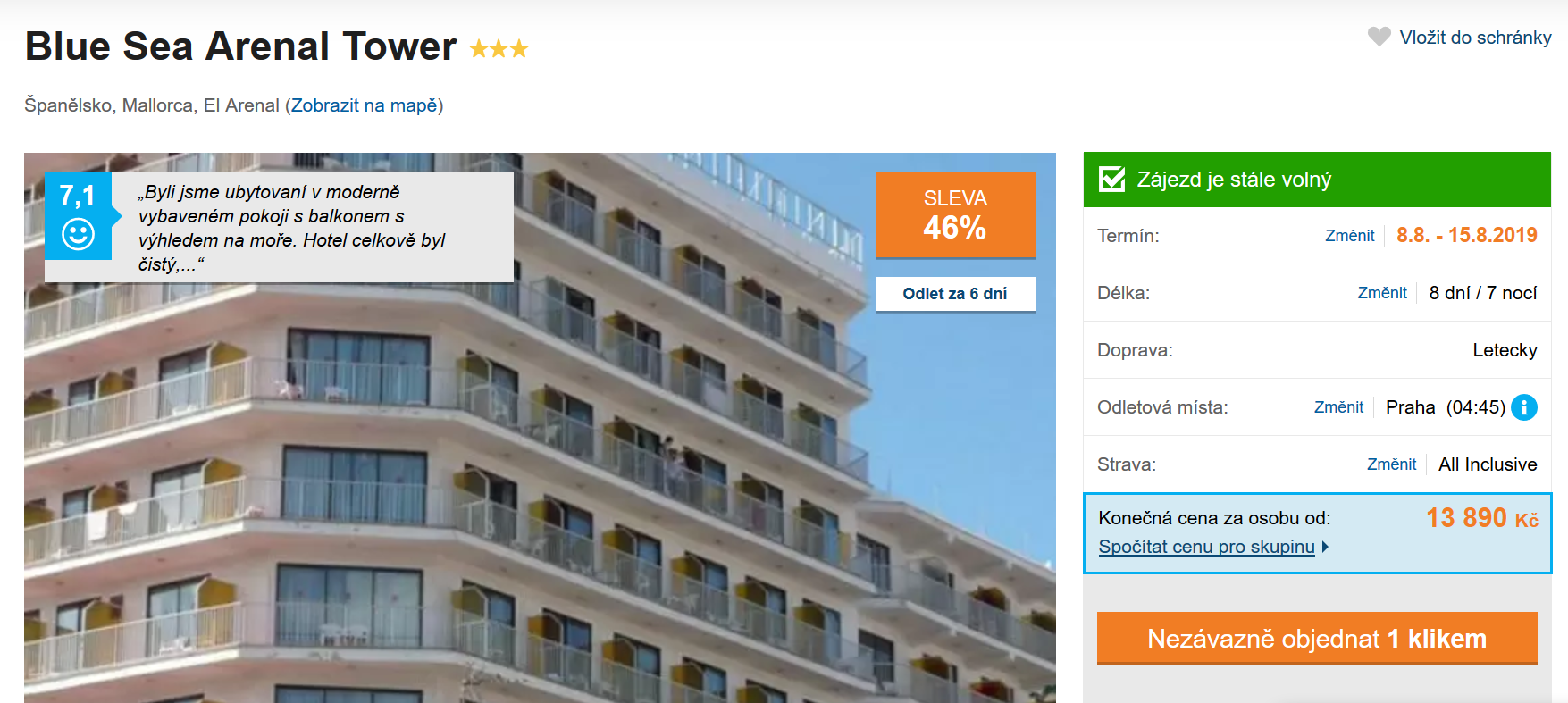 Zájezd Mallorca (hotel Blue Sea Arenal Tower)