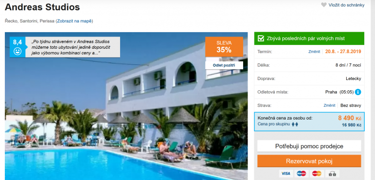 Zájezd Santorini (hotel Andreas)