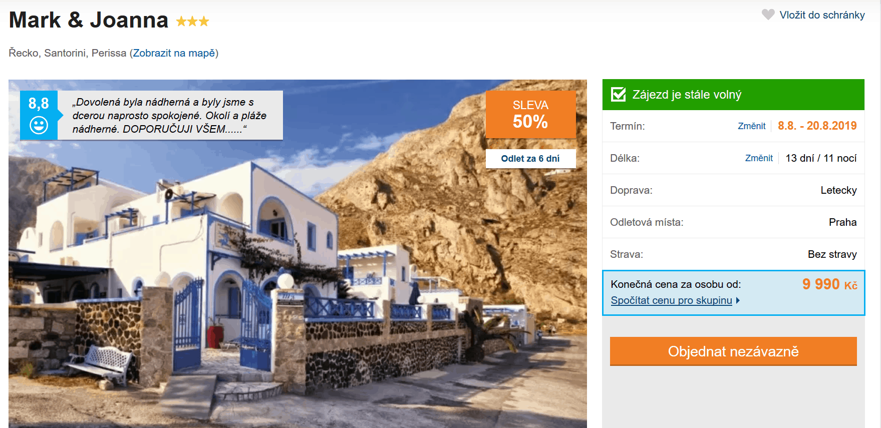 Zájezd Santorini (hotel Mark Joanna)