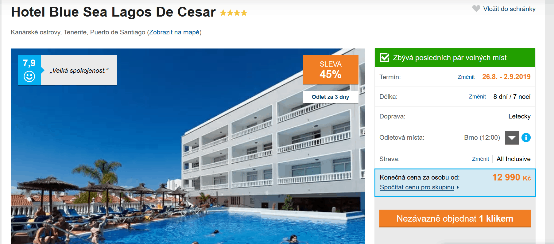 Zájezd Tenerife (hotel Blue Sea Lagos De Cesar)