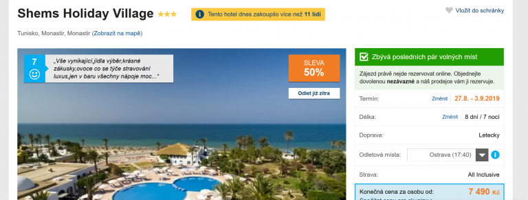 Zájezd Tunisko (hotel Shems Holiday Village)