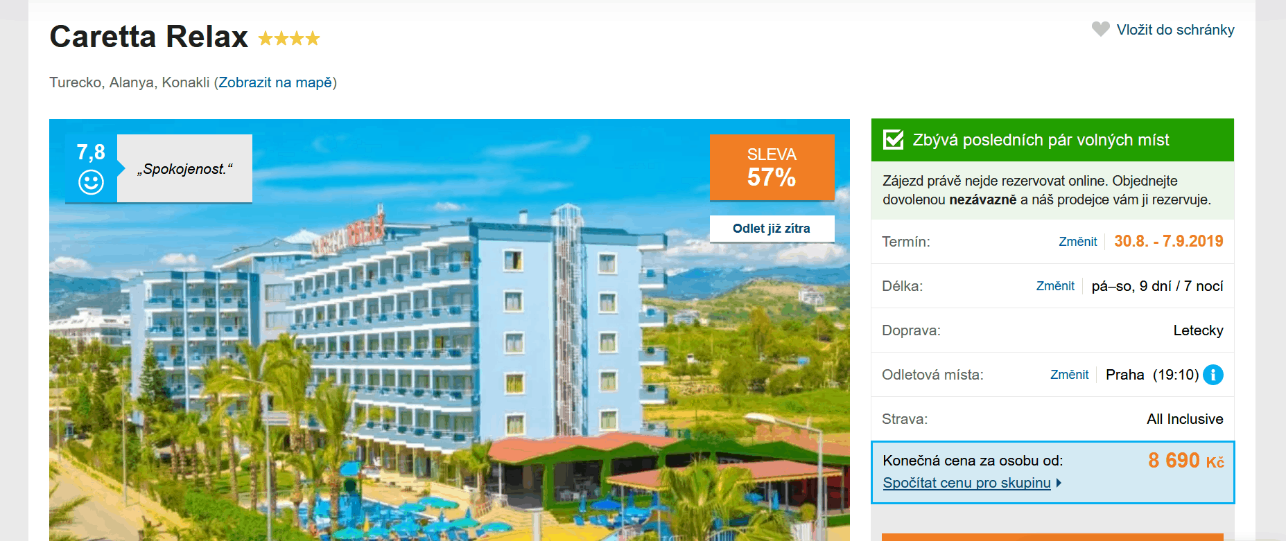 Zájezd Turecko (hotel Caretta Relax)