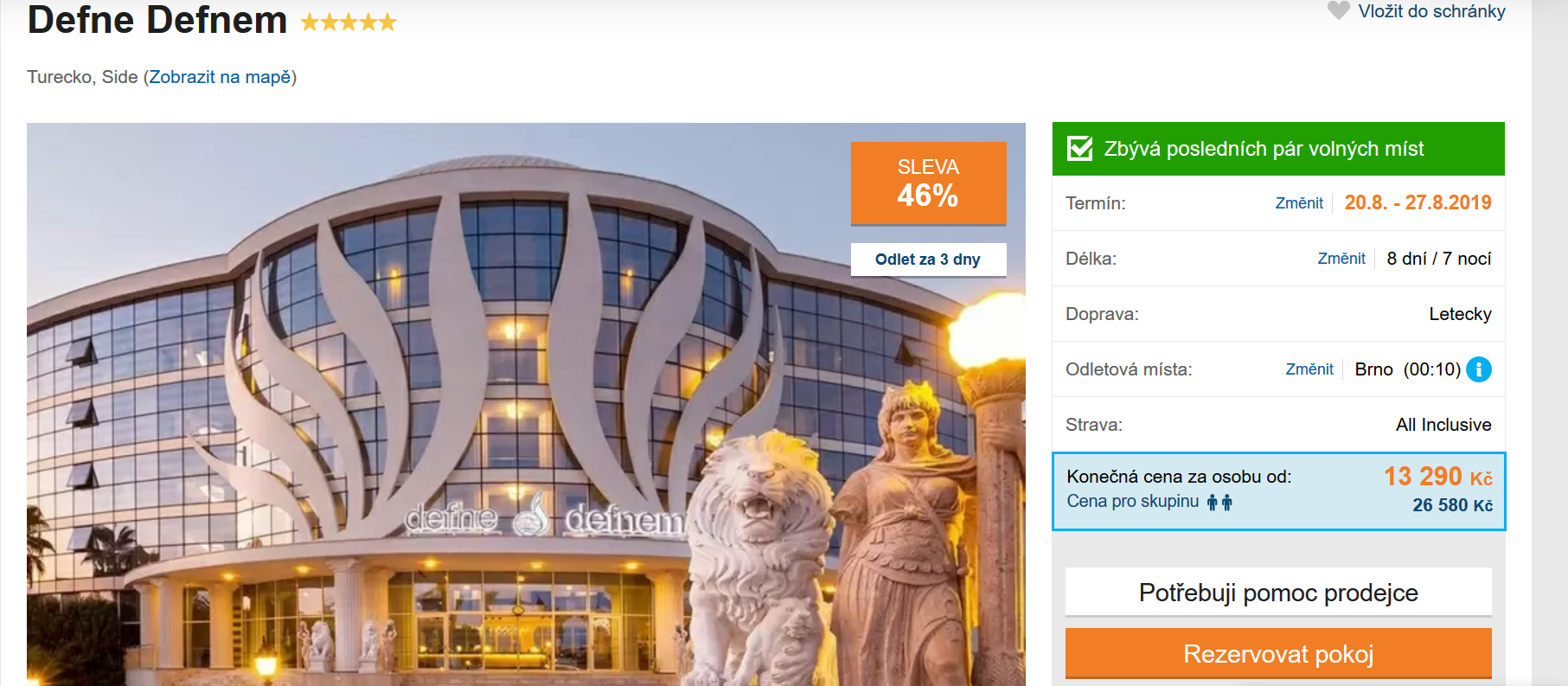 Zájezd Turecko (hotel Defne Defnem)