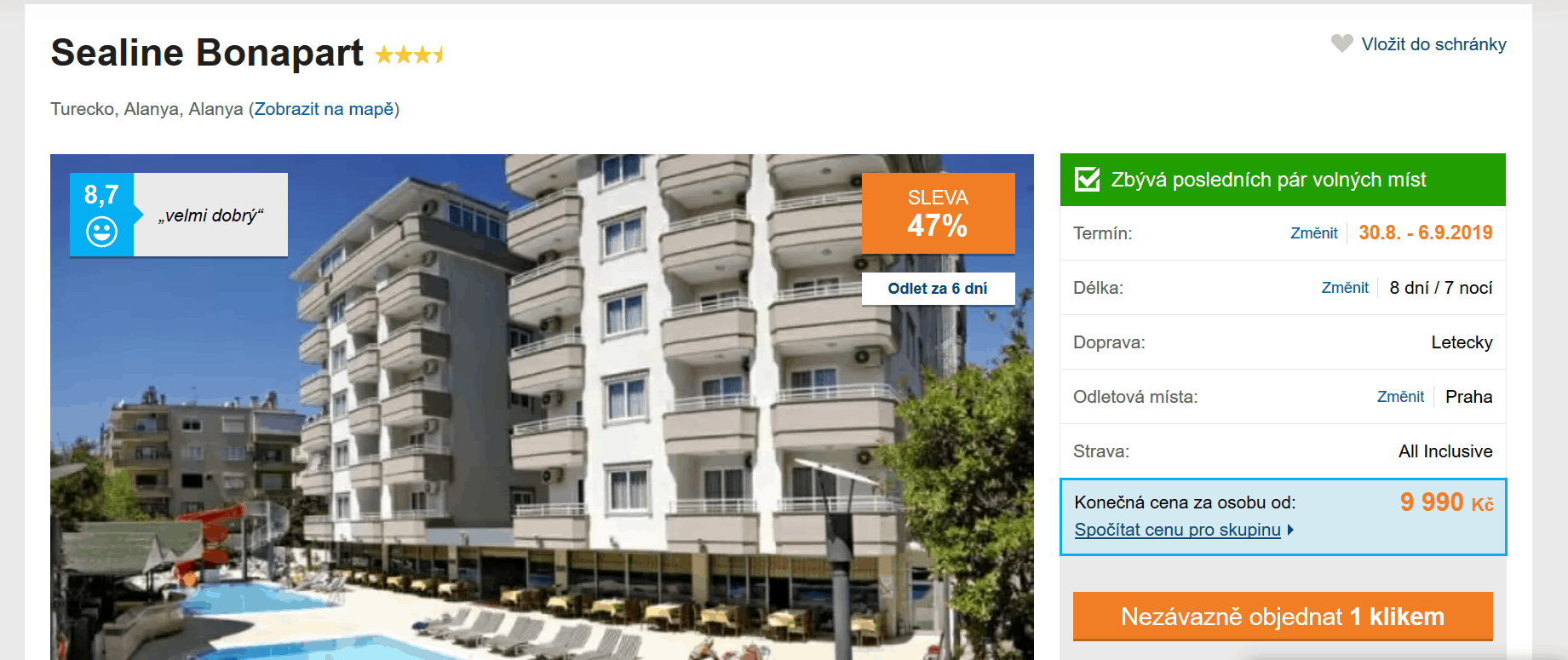 Zájezd Turecko (hotel Sealine Bonapart)