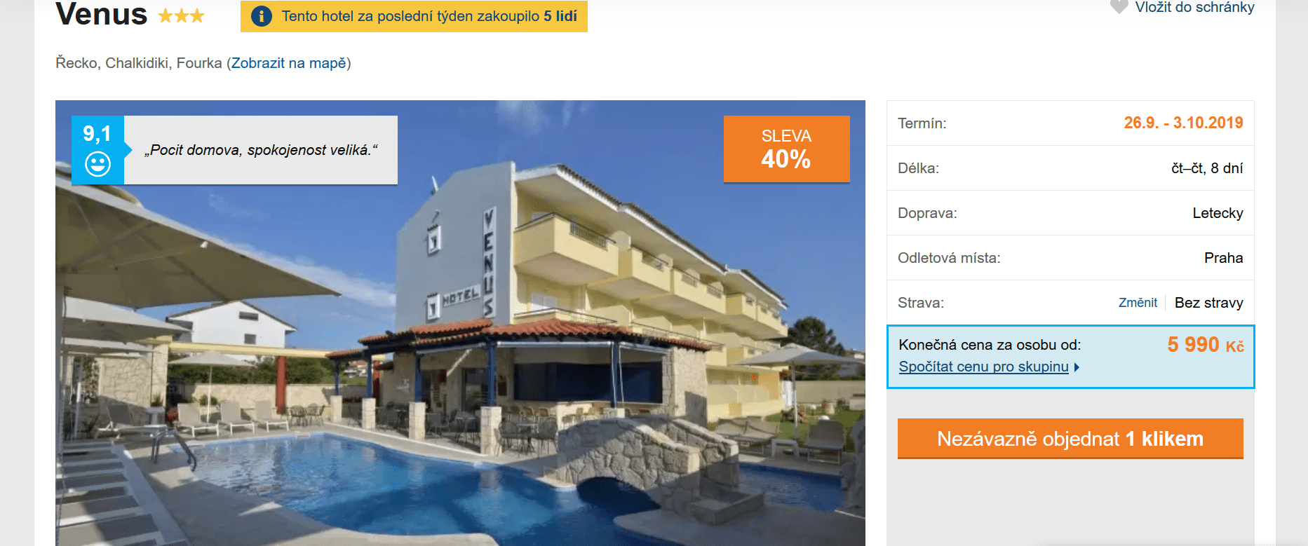 Zájezd Chalkidiki (penzion Venus)