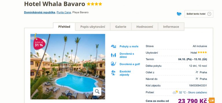 Zájezd Dominikánská republika (hotel Whala Bavaro)