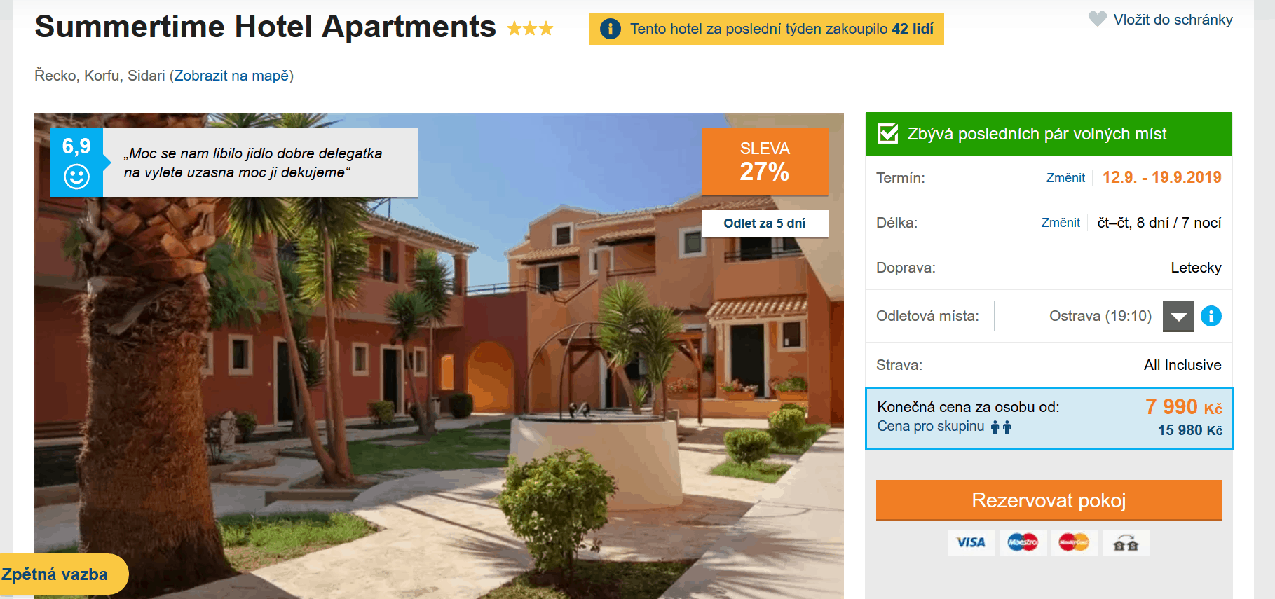 Zájezd Korfu (hotel Summertime)