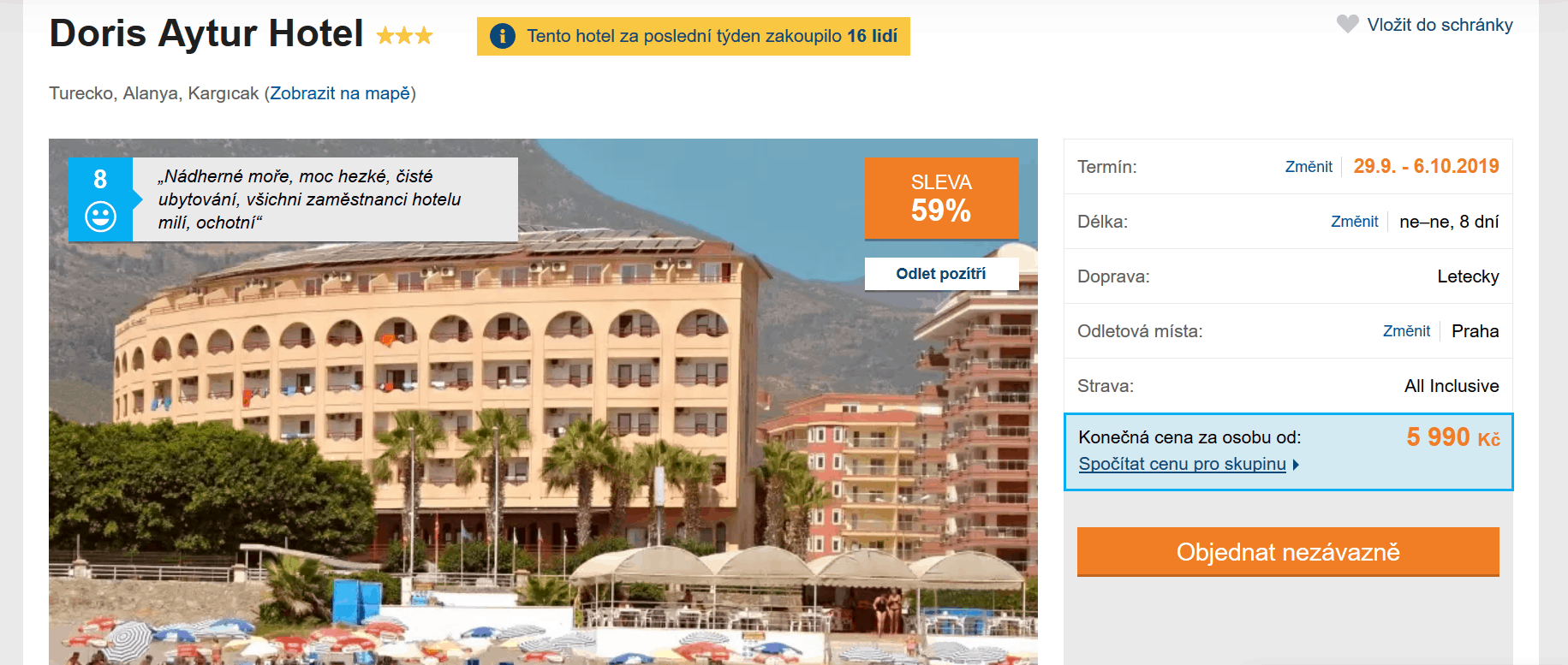 Zájezd Turecko (hotel Doris Aytur)