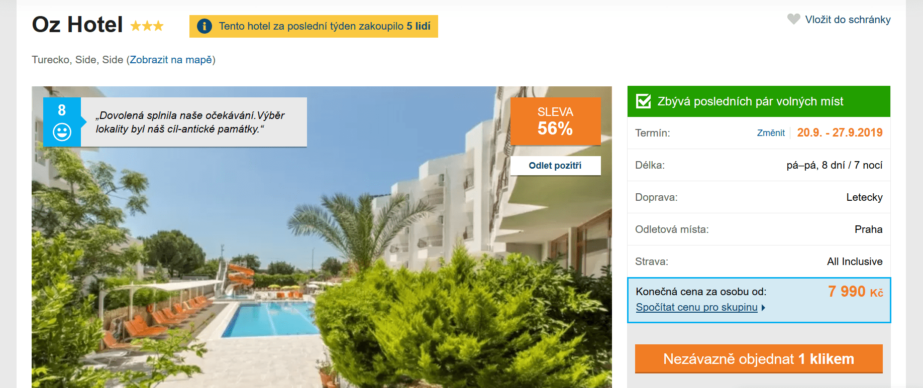 Zájezd Turecko (hotel Oz Side)