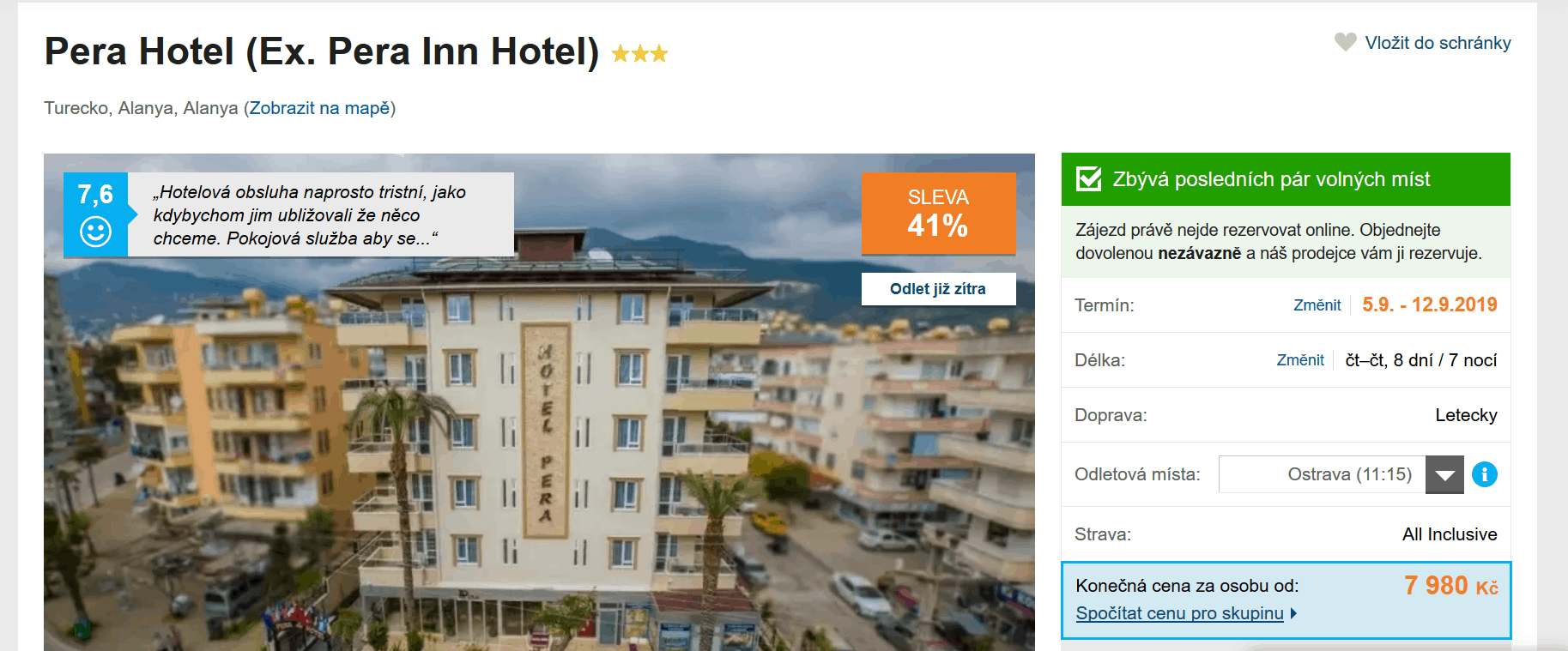 Zájezd Turecko (hotel Pera)