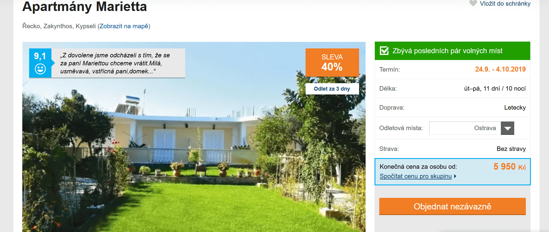 Zájezd Zakynthos (apartmány Marietta)