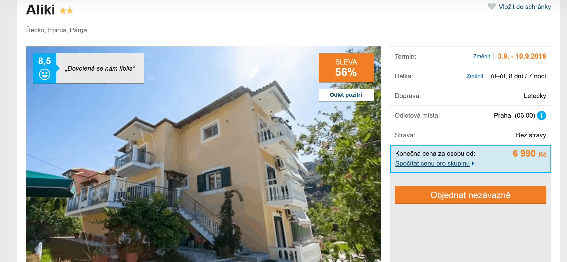 Zájezd Řecko (hotel Aliki)