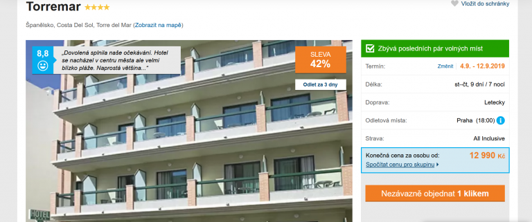 Zájezd Španělsko (hotel Torremar)