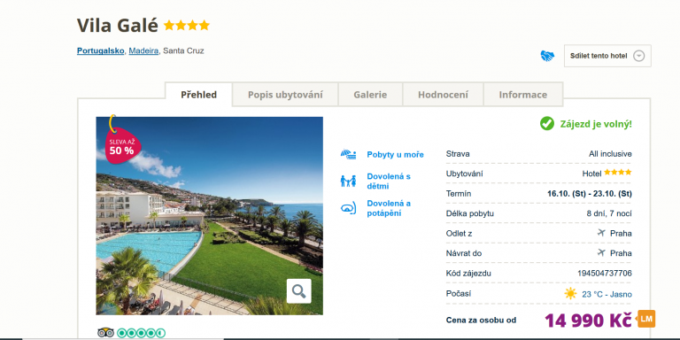 Zájezd Madeira (hotel Villa Galé)