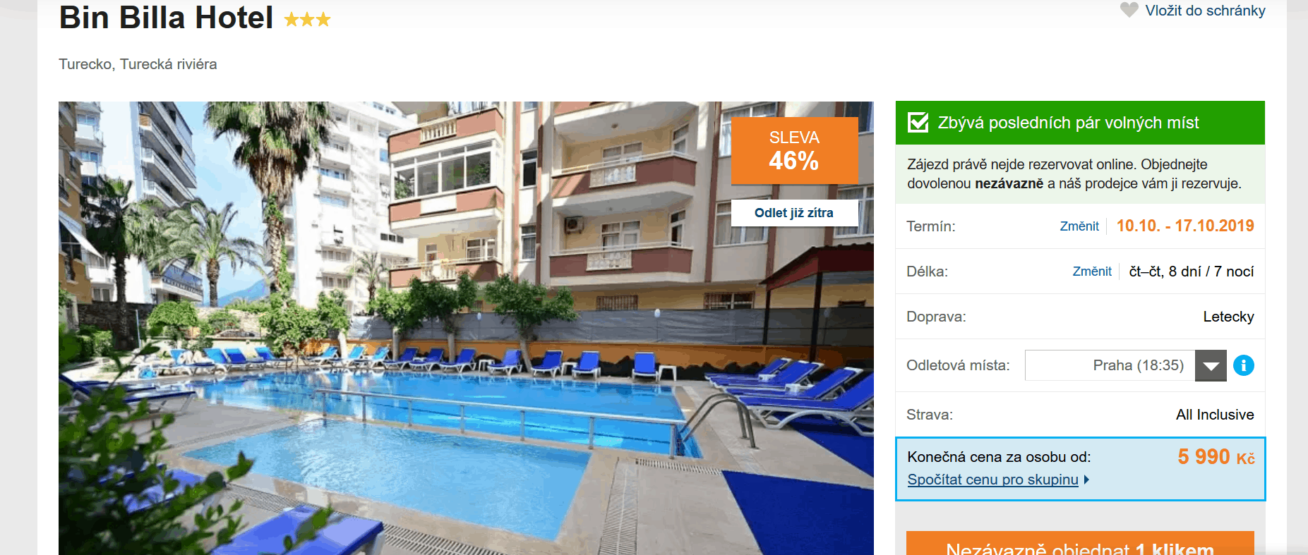 Zájezd Turecko (hotel Bin Billa)