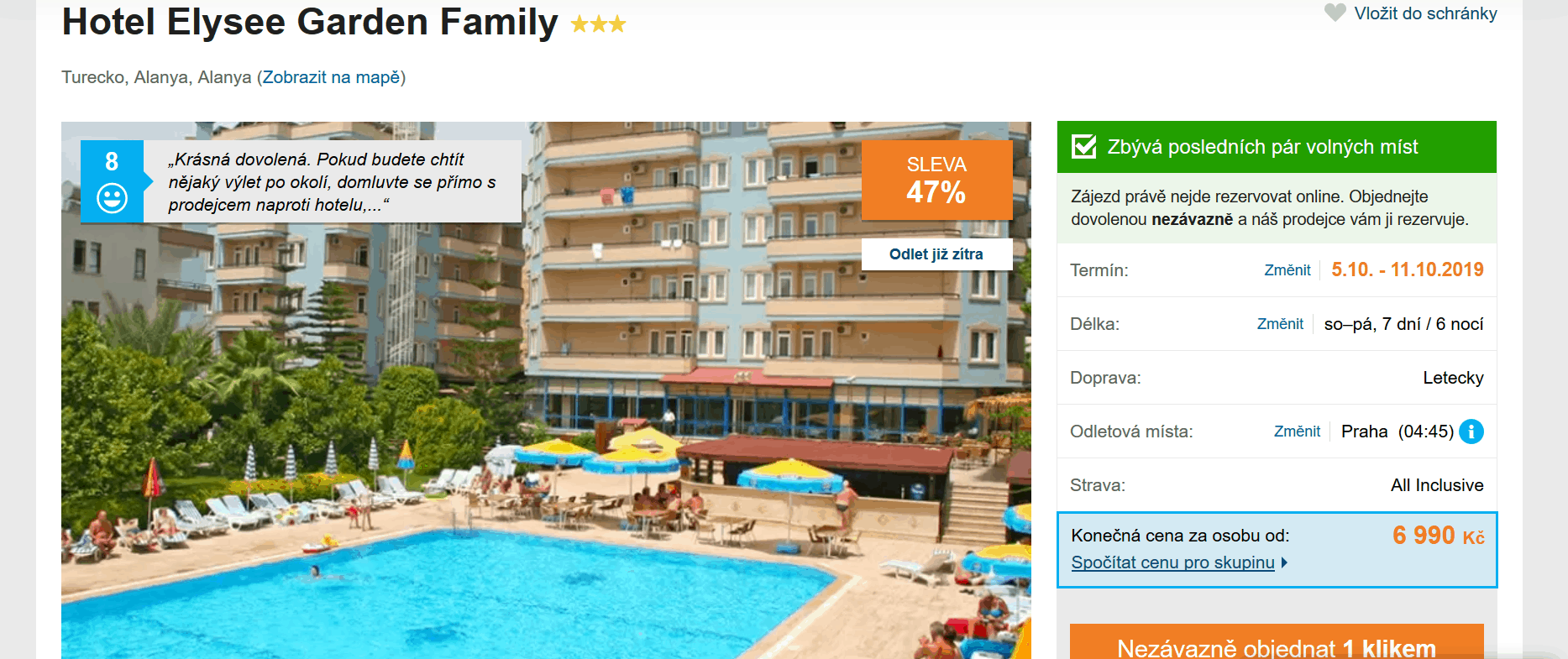 Zájezd Turecko (hotel Elysee Garden)