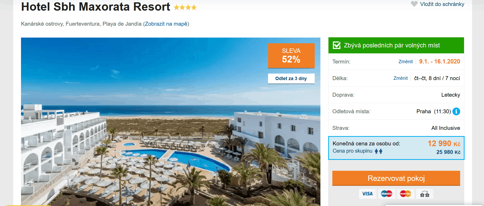 Kanárské ostrovy akční zájezd do hotelu Sbh Maxorata resort