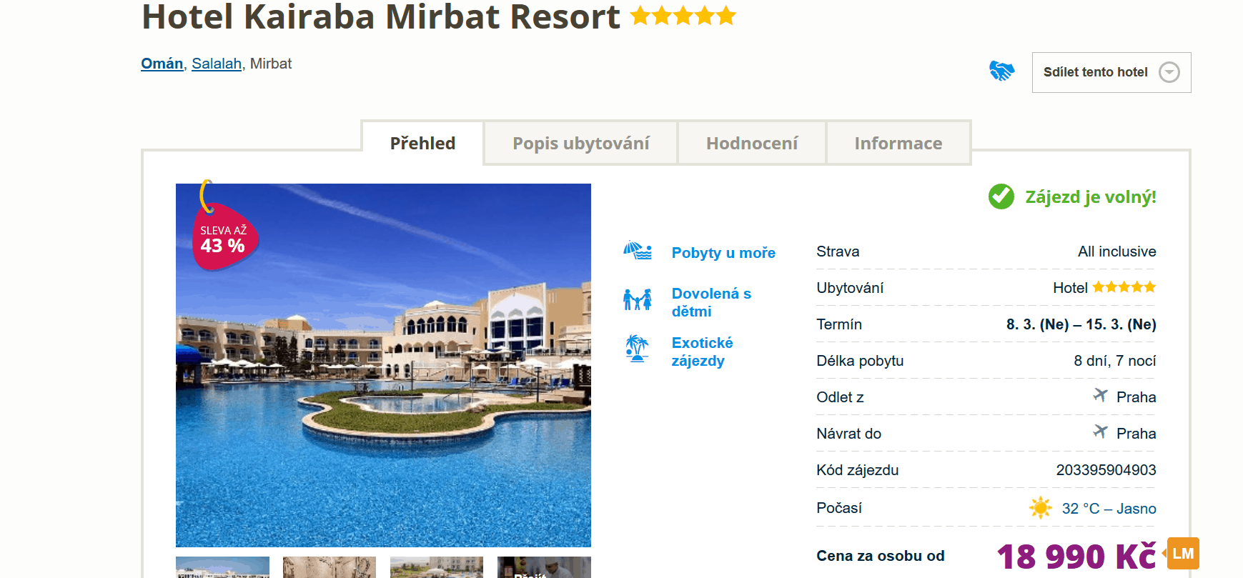 Omán, Salalah akční zájezd březen 2020