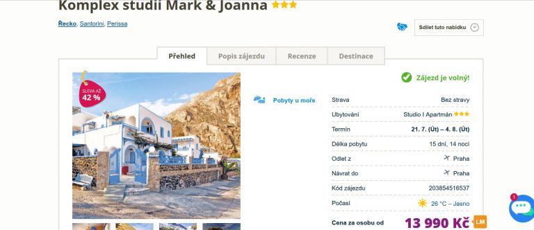 zájezd santorini červenec